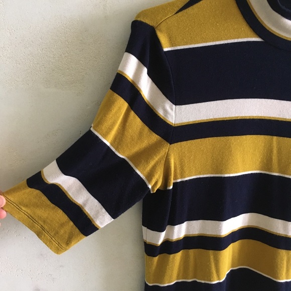 Retro stripe Ann Taylor mock neck tee sz S - Picture 11 of 12